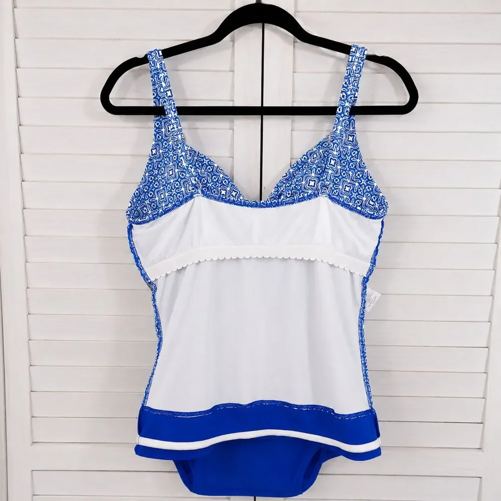Lands' End Blue Underwire Tankini Top Size 10 NWOT